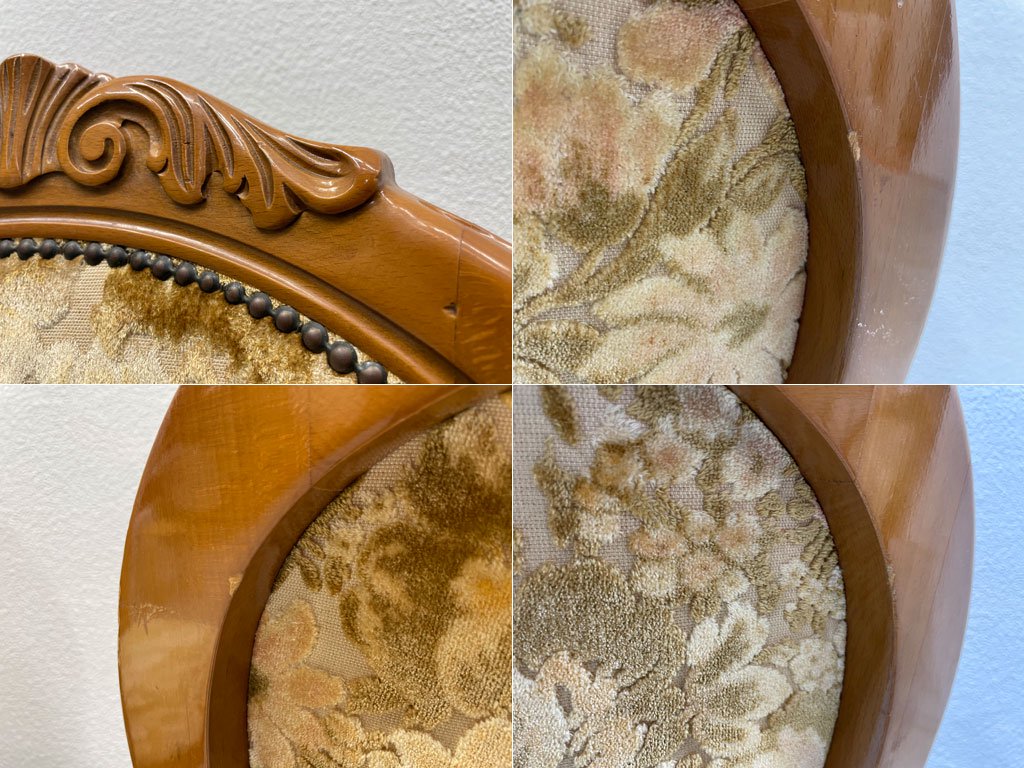 ヨーロピアンクラシカル デザイン European Classical design ダイニングチェア 猫脚 ファブリック イタリア ロココ調 2脚セット 〓