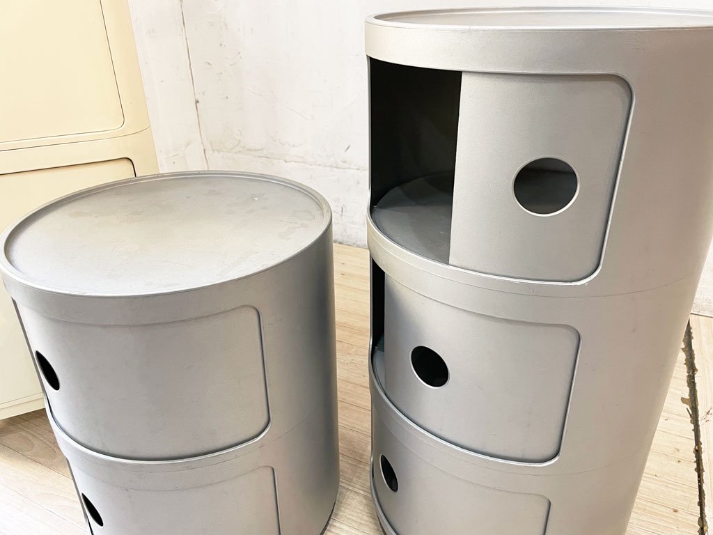カルテル Kartell コンポニビリ 3段 シルバー アンナ・カステッリ・フェリエーリ ストレージボックス イタリア ミッドセンチュリー 参考定価 \32,400- ★