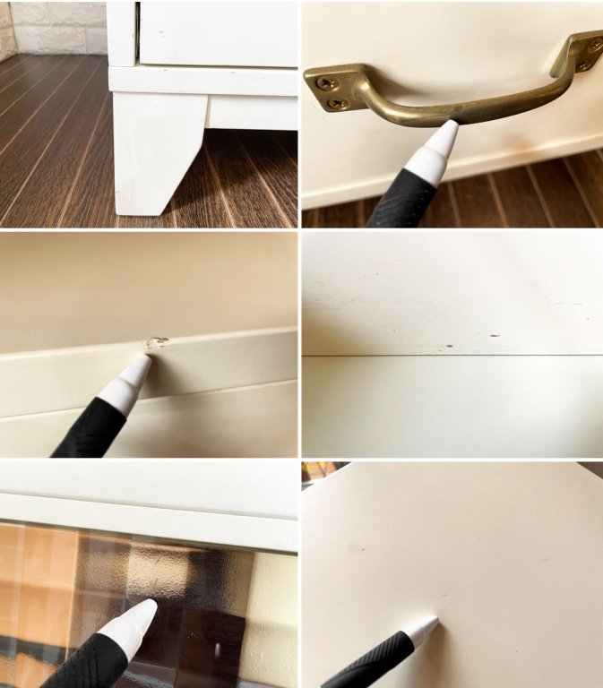 ウニコ unico ユーキューブ U-CUBE キャビネット キッチンボード W99.5cm アイボリー チェッカーガラス 廃番 フレンチカントリー ◎