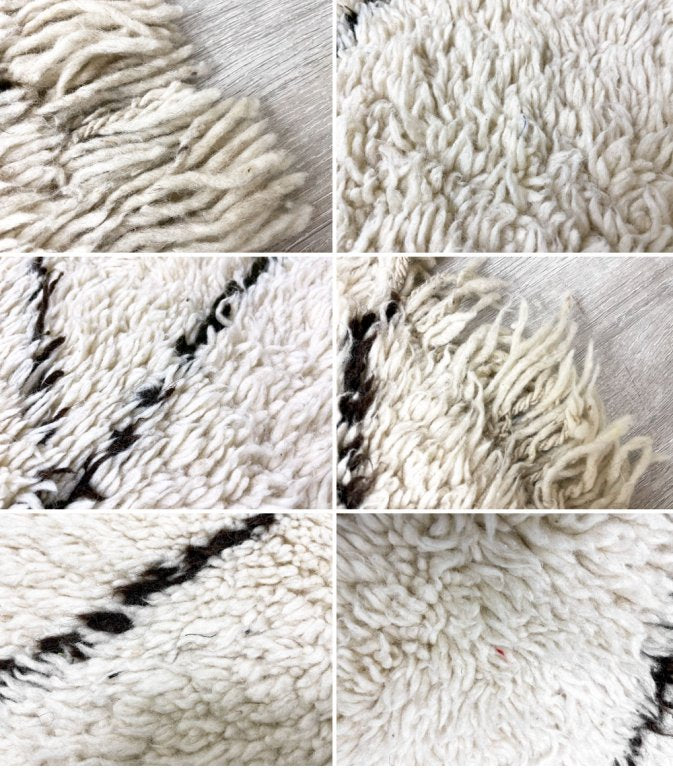 ベニワレン Beni Ouarain ラグ 絨毯 307×215cm 大判 大型 ホワイト ダイヤ型 手織り ハンドメイド モロッコ Penguindeco購入 ●