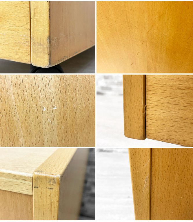 ラボファ Labofa ビーチ材 デスクキャビネット ワゴン ファイリングドロワー 2段 ファイル収納付 鍵付き デンマーク製 北欧家具 B ●