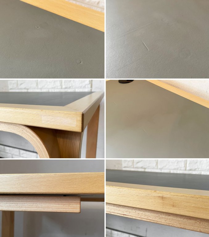 マグナスオルセン Magnus Olesen デスク ビーチ材 × リノリウム天板 W150cm コード穴有 R・ティエセン & J・ソーレンセン デンマーク 北欧家具 ◎