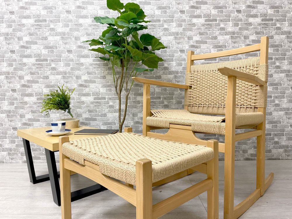 木工房ようび クレー オットマン スツール 国産檜材 ひのき材 ペーパーコード ナチュラル 廃番 ●