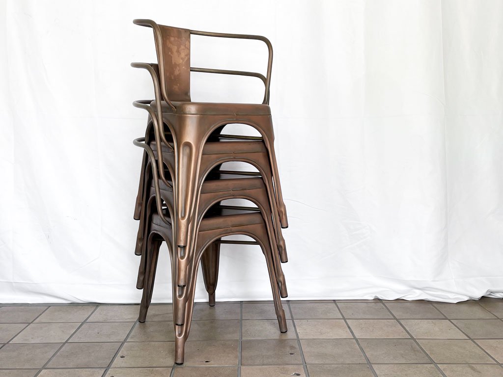 トリックススタイル TOLIX STYLE アームチェア ダイニングチェア アンティークコッパー色 リプロダクト品 店舗什器 インダストリアル 工業系 展示品 美品 B ◇