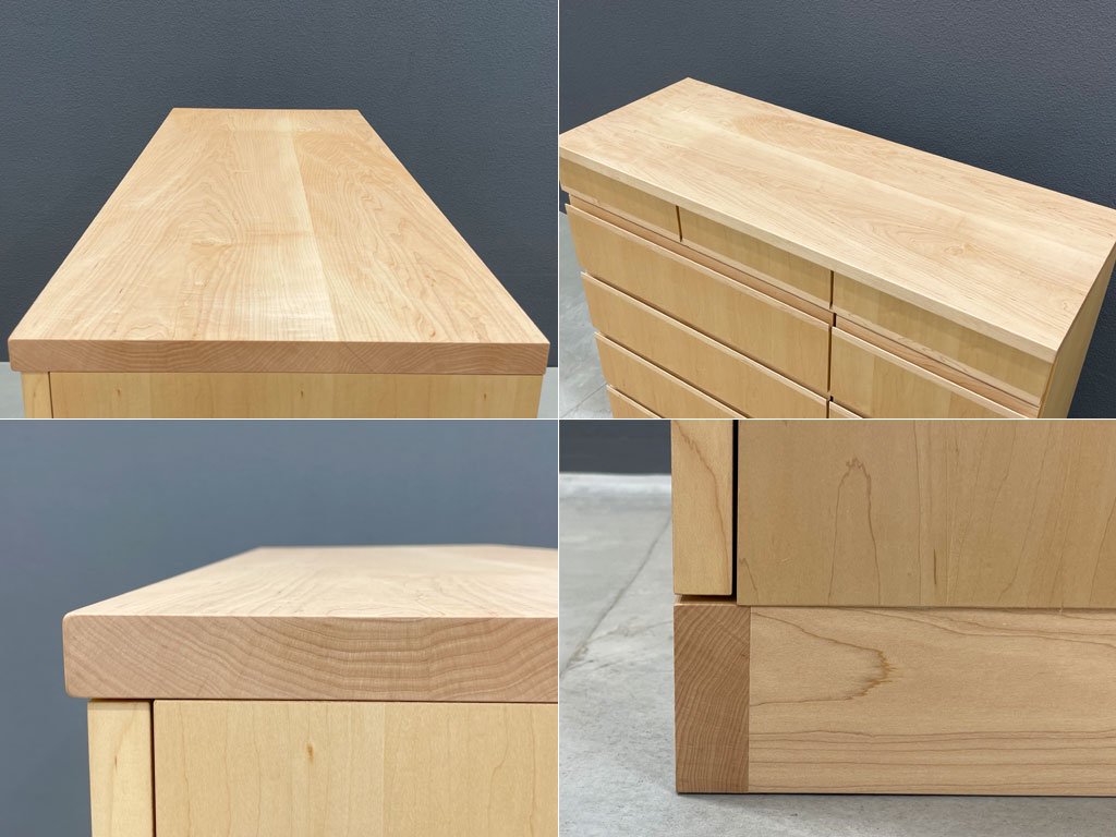 シラカワ家具 Shirakawa チェスト フラット Chest FLAT メイプル 無垢材 整理箪笥 掘込ハンドル 飛騨の家具 定価260,000円 展示品相当 〓