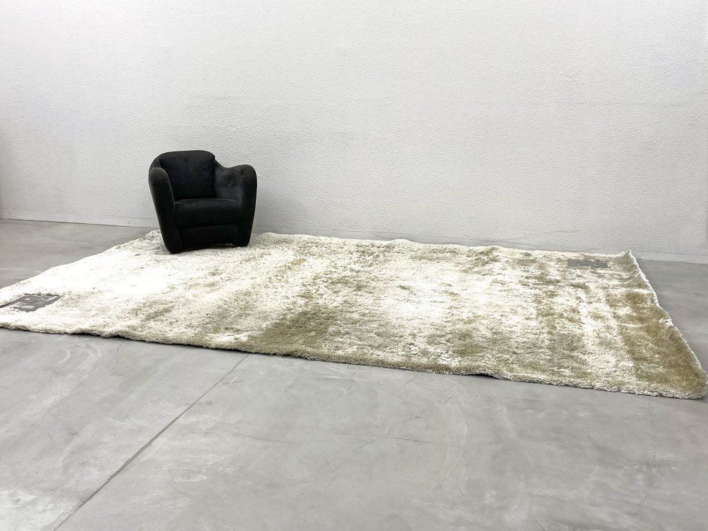 フェンディ カーサ FENDI CASA Fロゴ シャギー ラグマット RUG グリーン系 300cm×200cm クリーニング済 カーペット 絨毯 〓