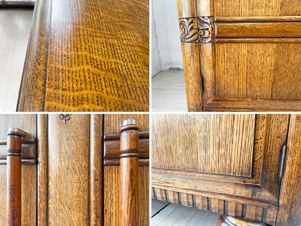 UKアンティーク サイドボード バーキャビネット リビングボード オーク材 楢無垢材 英国 ビンテージ ★