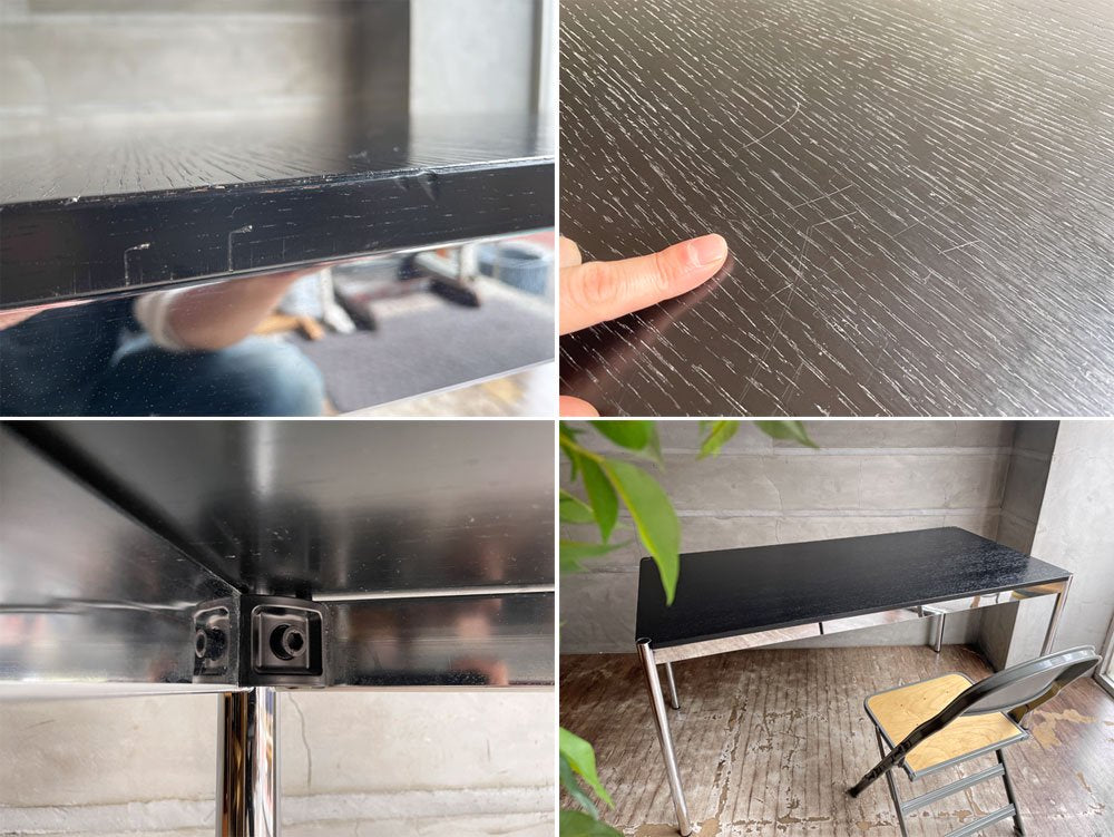 USMハラー USM Haller モジュラーファニチャー Modular Furniture ハラーテーブル ワークデスク ブラックウッド天板 W150cm 高さ調整機能付 ♪