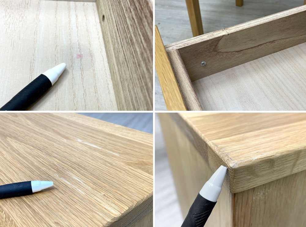 無印良品 MUJI オーク材 パーソナルデスク ワークテーブル 引出し付 フック欠品 & デスクワゴン 廃番サイズ セット ナチュラル ●
