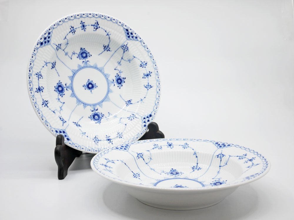 ロイヤルコペンハーゲン ROYAL COPENHAGEN ブルーフルーテッド ハーフレース Blue Fluted ディーププレート Φ21cm デンマーク 北欧食器 B ●