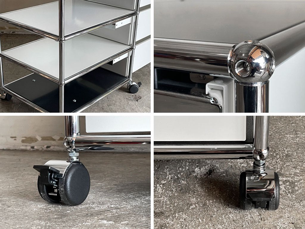 USMハラー USM Haller モジュラーファニチャー Modular Furniture ハラーシステム ロールボーイ デスクワゴン ピュアホワイト × グラファイトブラック ■