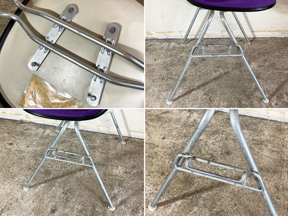ハーマンミラー Herman Miller ビンテージサイドシェルチェア アプホルスター パープルファブリック ジンクスタッキングベース チャールズ&レイ イームズ ■