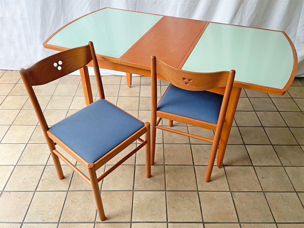 カリガリス Calligaris ダイニングチェア ブルーファブリック ビーチ材 プライウッド ナチュラル イタリア B ◇
