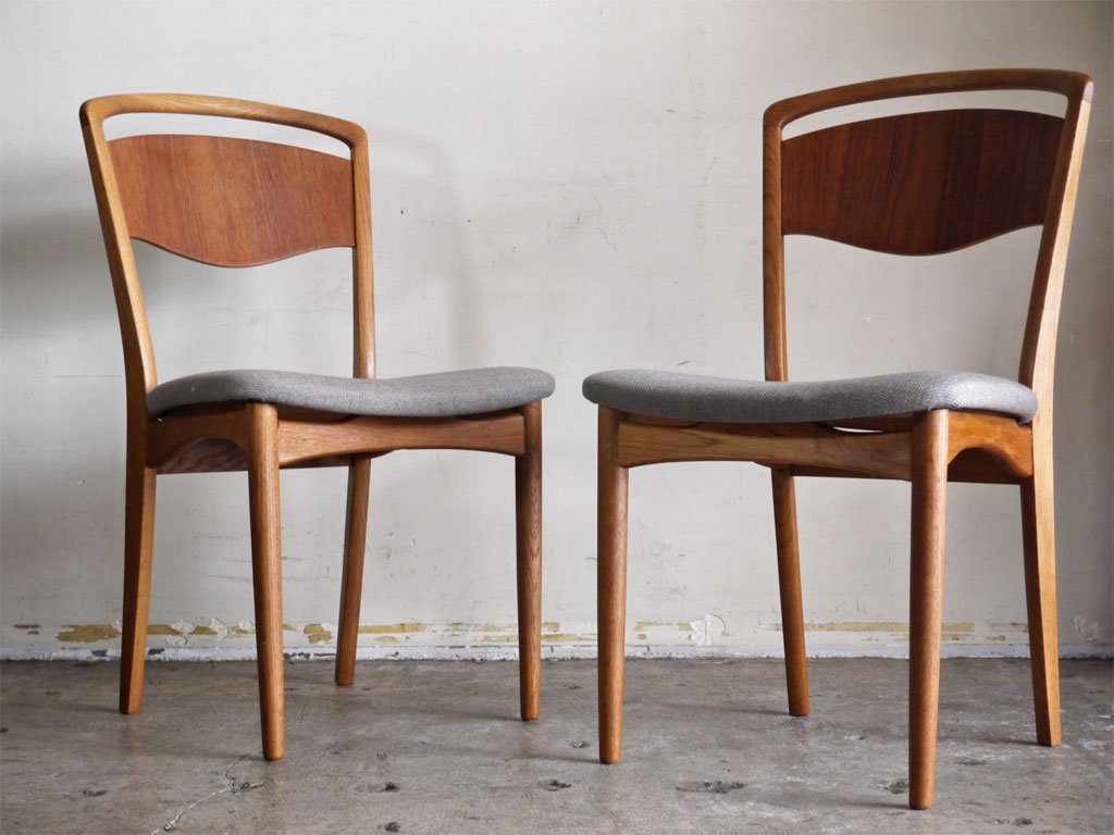 北欧ビンテージ Scandinavian Vintage チーク材 オーク材 ダイニングチェア ファブリック グレー 北欧家具 Blackboard取扱 A ■