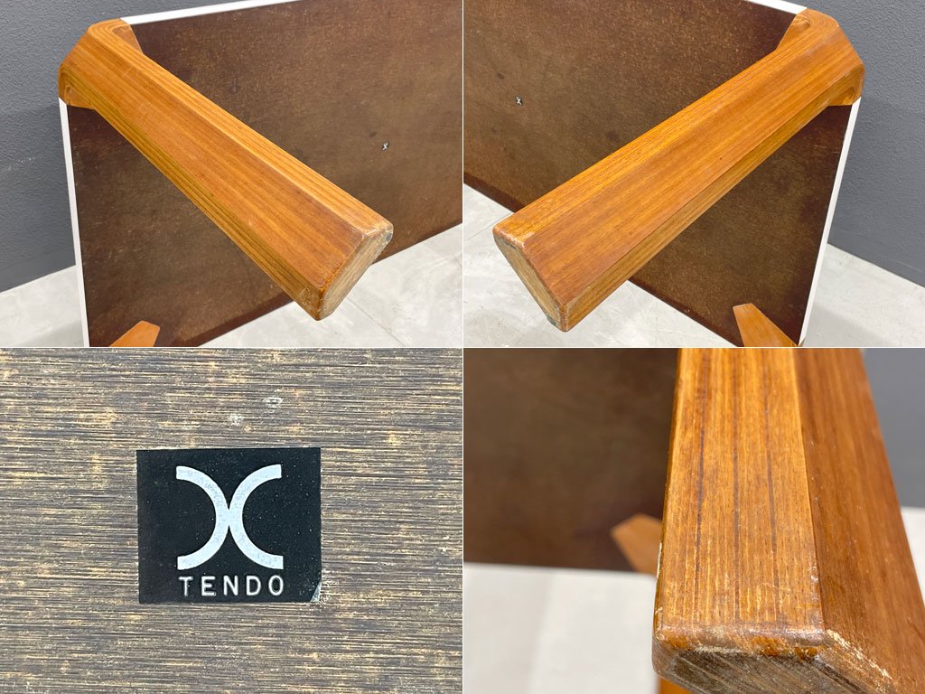 天童木工 Tendo ビンテージ アントラー Antler ダイニングテーブル メラミントップ チーク材 成形合板 坂倉準三 180cm 〓