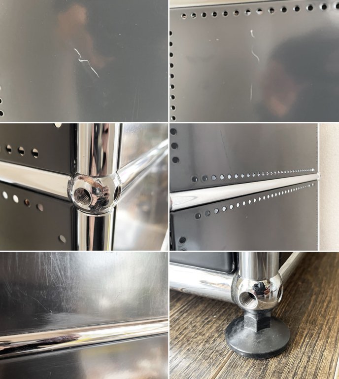 ユーエスエムハラー USM Haller モジュラーファニチャー ハラーシステム キャビネット 1列5段 グラファイトブラック ドロップダウンドア エクステンションドロワー 定価約33.2万円 ◎