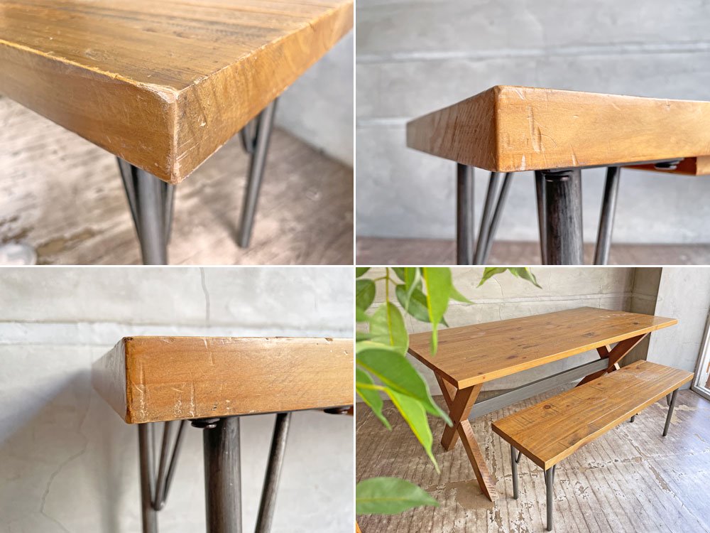 ビメイクス BIMAKES リードウエスト Lead west ベンチ パイン無垢材×アイアン インダストリアル 西海岸スタイル 定価¥42,900- ♪