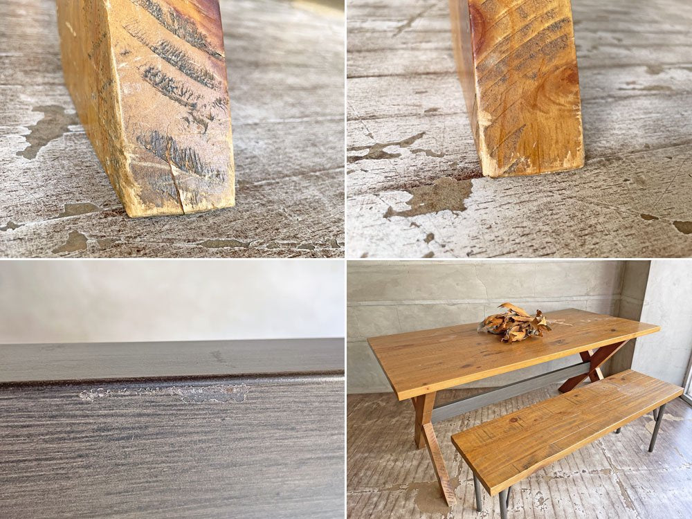 ビメイクス BIMAKES バレル Burrel ダイニングテーブル W160 パイン無垢材×アイアン インダストリアル 西海岸スタイル 定価¥95,700- ♪