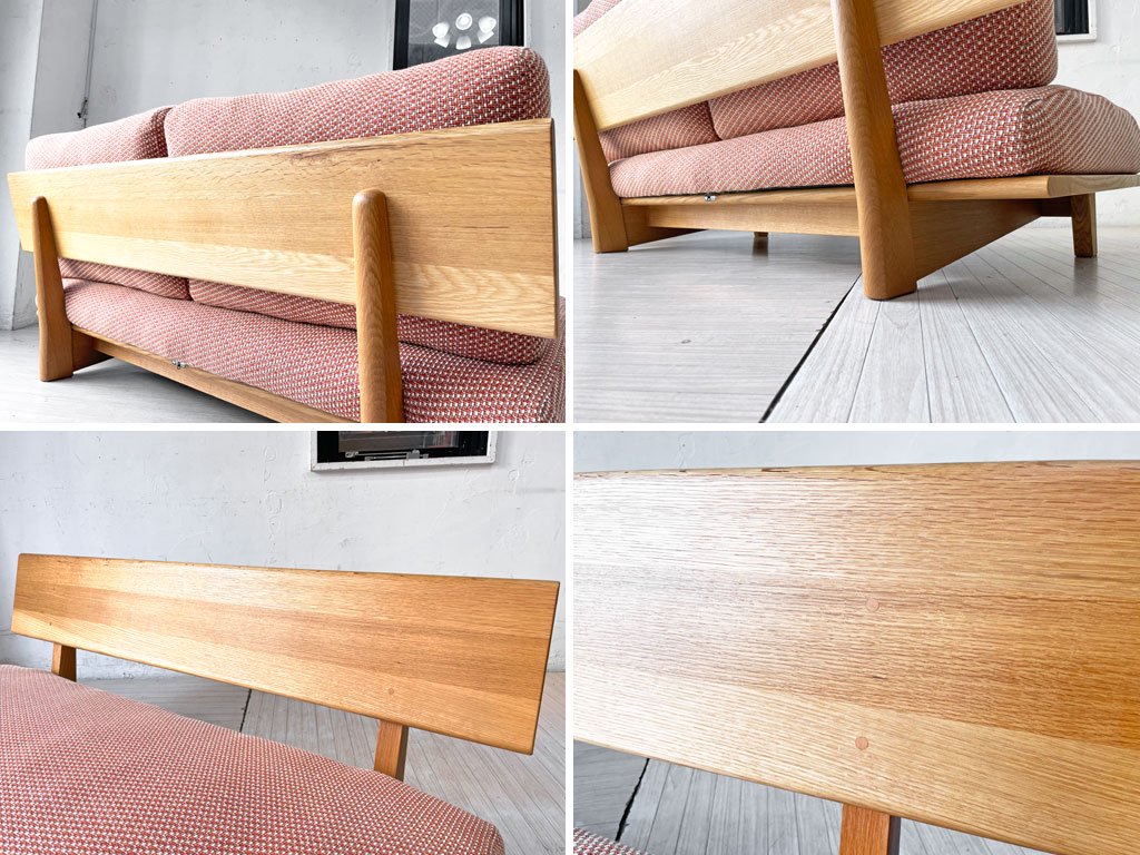 ナガノインテリア NAGANO INTERIOR フレンドリー friendly 2Pソファ&オットマン レッドオーク材 ウレタン塗装 合計参考定価約25万 ★