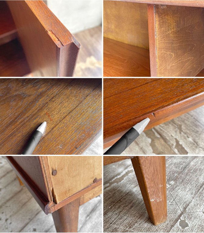 デンマークビンテージ Danish vintage チーク材 ブックケース キャビネット サイドボードチェスト 鍵付き 北欧家具 ♪