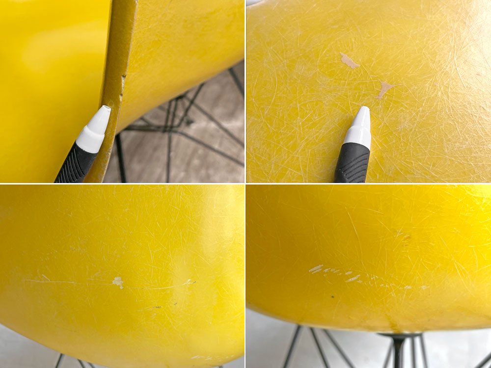 ハーマンミラー Herman Miller アームシェルチェア セカンド 2nd ビンテージ FRP製 イエロー エッフェルベース C&R イームズ ミッドセンチュリー ♪