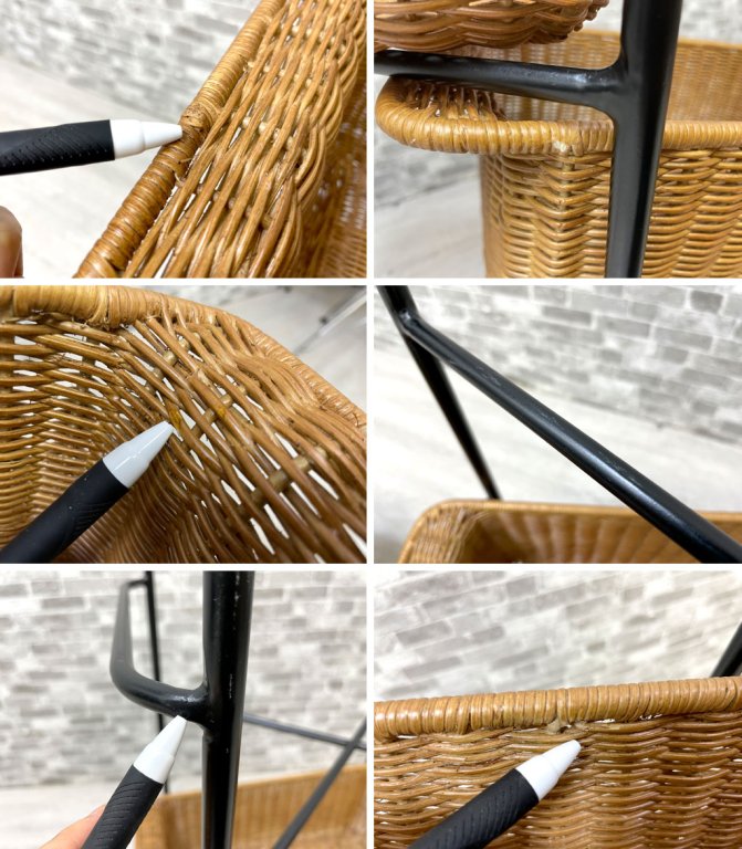 イデー IDEE ワラビー WALLABY バスケットスタンド BASKET STAND ラタン スチール ブラック 定価¥29,900- ●