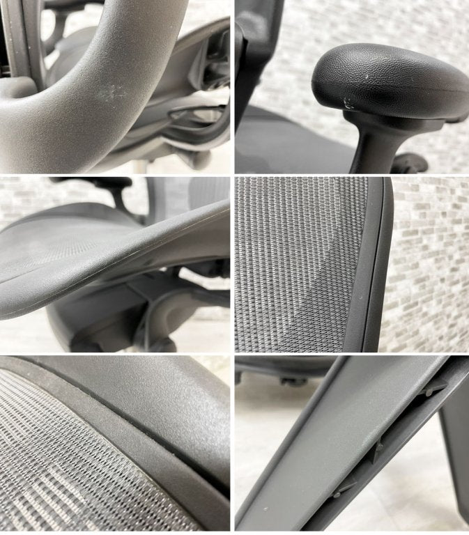 ハーマンミラー Herman Miller アーロンチェア デスクチェア リマスタード フル装備 Bサイズ グラファイトベース ビル・スタンフ & ドン・チャドウィック ポスチャーフィットSL ●