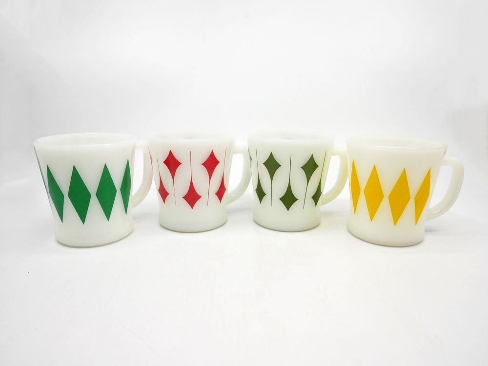 ファイヤーキング FIRE KING Dハンドルマグ ダイヤ グリーン 1960年代 USビンテージ ●