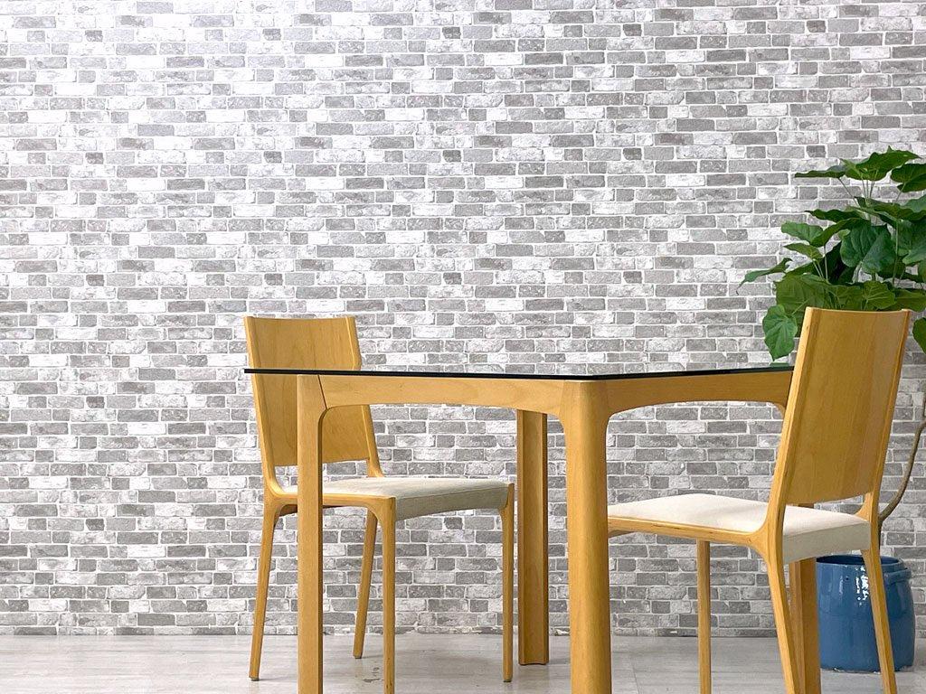 ワイスワイス WISE WISE AS-501B ダイニングテーブル ガラス天板 ビーチ材 プライウッド
スクエア W90cm ●