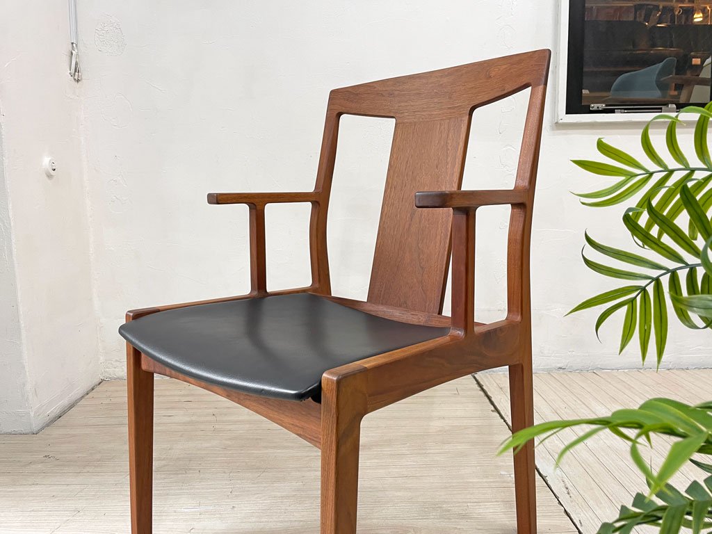 インテリアナス interior nasu レジーナ REGINA ハーフアーム ダイニングチェア ウォールナット材 レザー 村澤一晃 廃番 ★