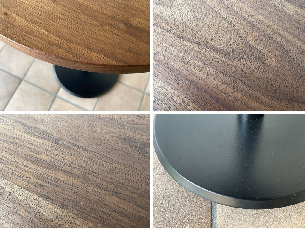 ヤクモ家具製作所 YAKUMO FURNITURE FACTORY ラウンド カフェテーブル ウォールナット材 無垢材 アイアンレッグ ◇