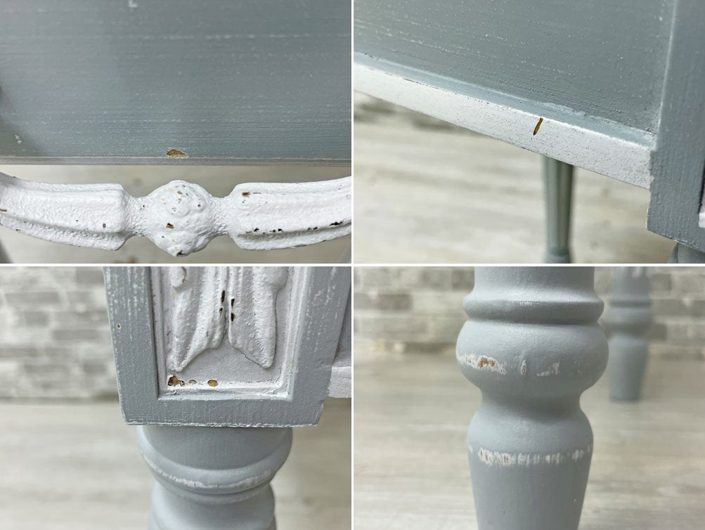 青山キノ kino ホワイトグレー サイドテーブル White Gray Side Table アンティーク塗装 フレンチカントリー シャビーシック 定価42,900円 ●