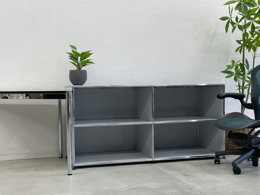 ユーエスエムハラー USMハラー USM Haller モジュラーファニチャー キャビネット オープンシェルフ 2列2段 奥行52cm ライトグレー 〓