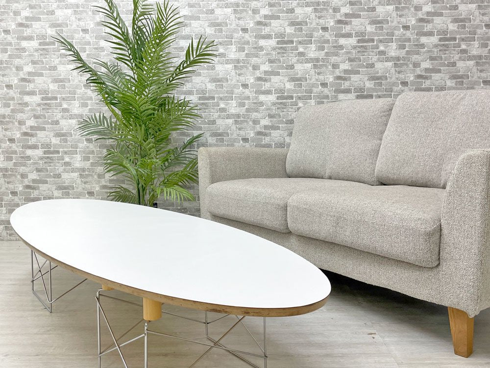 イームズ エリプティカルテーブル Elliptical Table サーフボード コーヒーテーブル ホワイト天板 チャールズ&レイ・イームズ C&R Eames W177cm リプロダクト品 ●