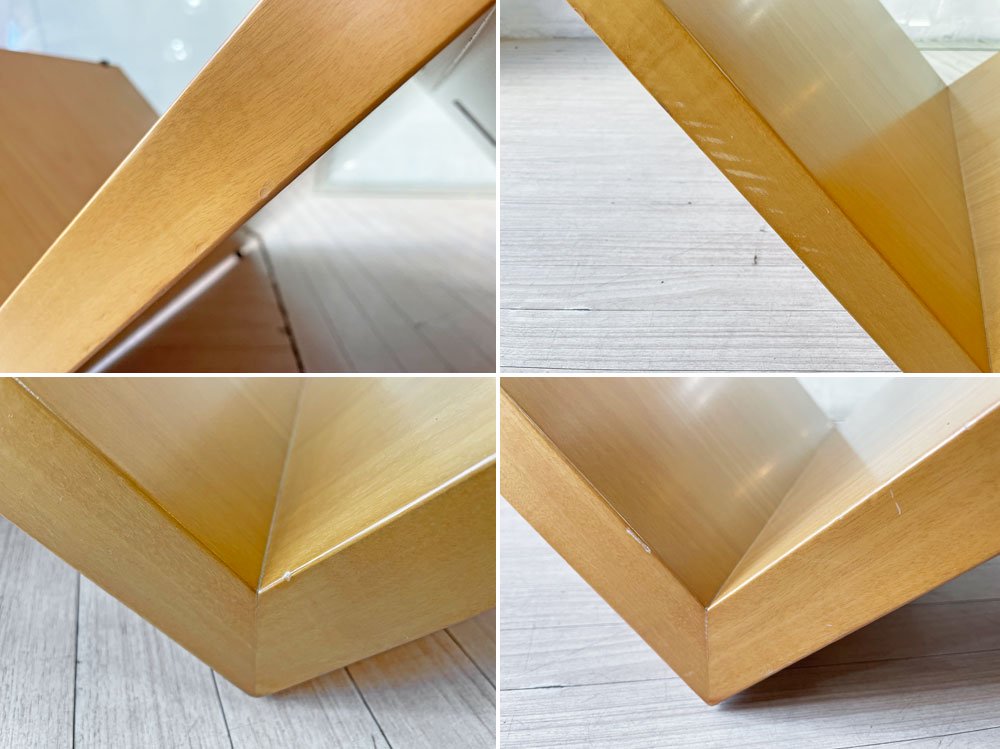 アルフレックス arflex モンターニャ MONTAGNA センターテーブル チェリー材 W150cm ナチュラル クリアガラス 川崎文男 モダンデザイン ★