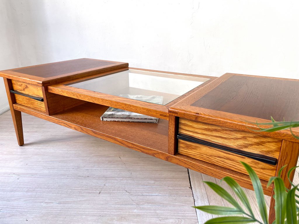 アクメファニチャー ACME Furniture ジェティ コーヒーテーブル JETTY COFFEE TABLE センターテーブル ローテーブル ガラストップ 抽斗2杯 定価 \112,750- ★