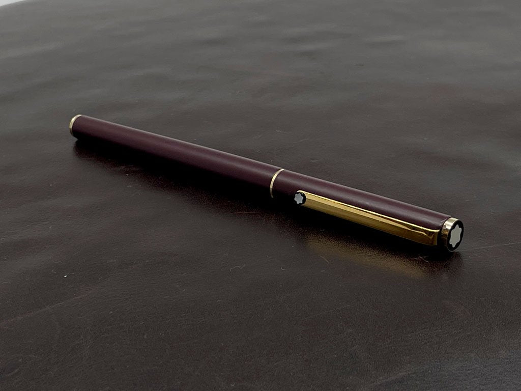 モンブラン MONTBLANC スリムライン Sライン 万年筆 スチール 吸入式 コンバーター 細軸 ボルドー系 廃番 ●