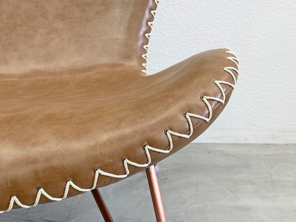 カレデザイン KARE Design マイアミ Miami Sofa 2シーターソファ PUレザー×Copper カッパーペイントレッグ ドイツ 定価 約20万 〓