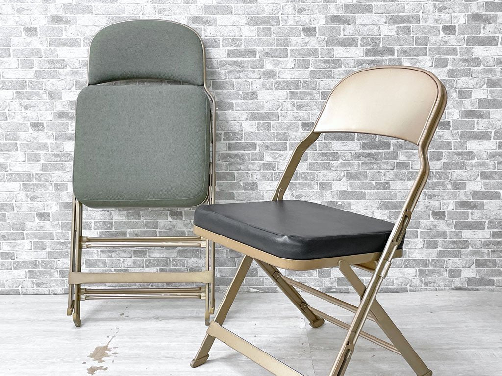 クラリン CLARIN フォールディングチェア FOLDING CHAIR PVCレザー クッション座面 折りたたみ ブラック インダストリアル アメリカ製 US家具 P.F.S.取扱 廃番モデル ●