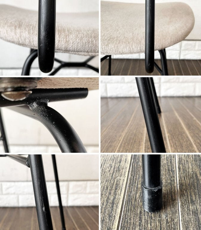 グラフ graf プランクトンチェア Plankton chair ダイニングチェア チーク材 スチール脚 ファブリックシート ベージュ系 インダストリアル 定価¥50,380- A ◎