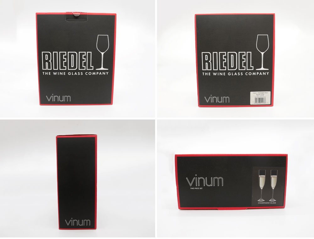 リーデル RIEDEL ヴィノム Vinum シャンパングラス シャンパーニュ ペア 2客セット クリスタルガラス 箱付き 未使用品 ●
