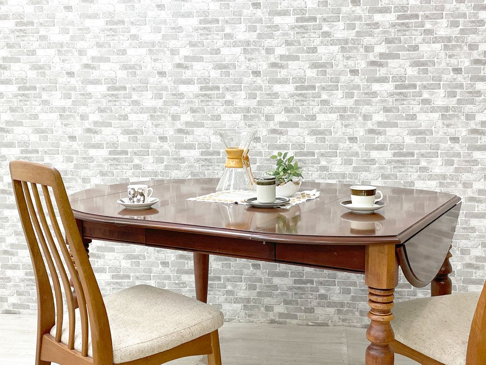 イーセンアーレン ETHAN ALLEN エクステンション バタフライダイニングテーブル ラウンド オーバル W110-156cm 3way クラシカル 米国家具 ●