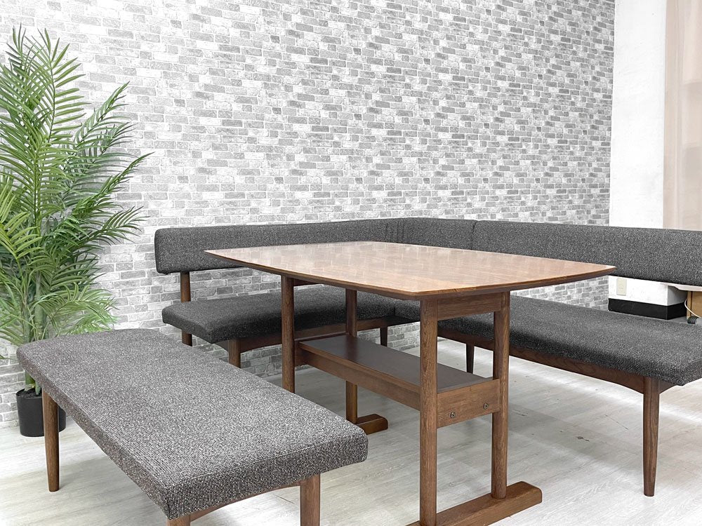 ウニコ unico スーク SUK ダイニングテーブル ブラウン ハックベリー材 リビングテーブル マガジンラック付 W115cm ●