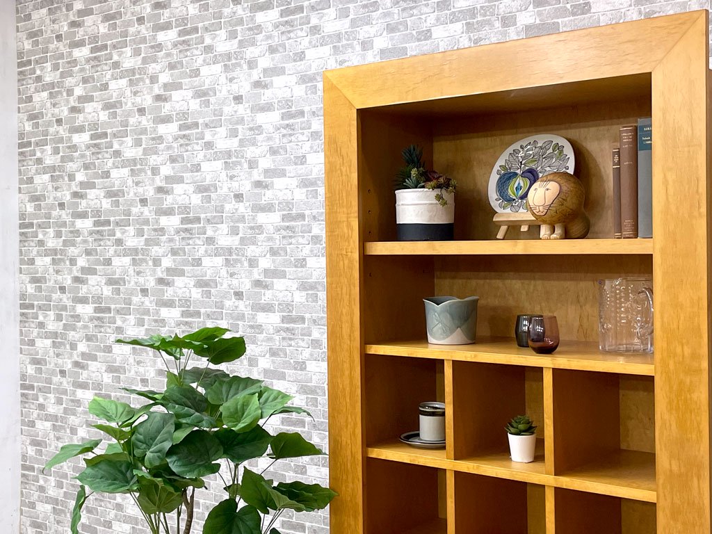 イデー IDEE スクエア ブックシェルフ SQUARE BOOK SHELF オープンシェルフ 本棚 飾り棚 メイプル材 W90cm 希少廃番 定価¥250,000- ●