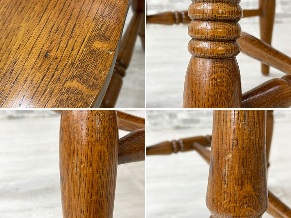 ロイズアンティークス Lloyd's Antiques スラットバックチェア ダイニングチェア オーク無垢材 英国 ビンテージスタイル B ●