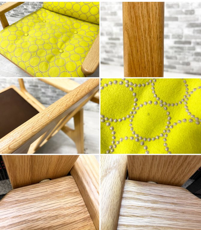 マルニ60 maruni60 オークフレーム 一人掛けソファ アームチェア オーク材 ミナペルホネン生地 ドップ タンバリン イエロー ジャパニーズミッドセンチュリー 定価¥169,400- ●