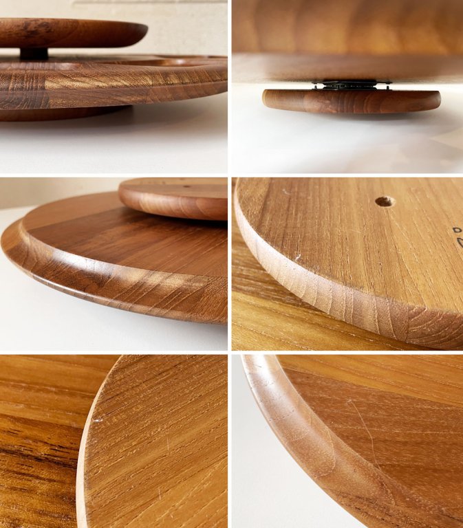 ディグスメド DIGSMED レイジースーザン Lazy Susan チーク材 回転トレイ ガラスディッシュ8個付 Φ40cm デンマーク 北欧ビンテージ ◎