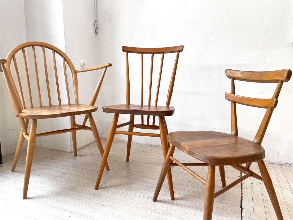 アーコール Ercol スティックバックチェア スピンドルチェア エルム材 UKビンテージ Vintage 英国家具 ★