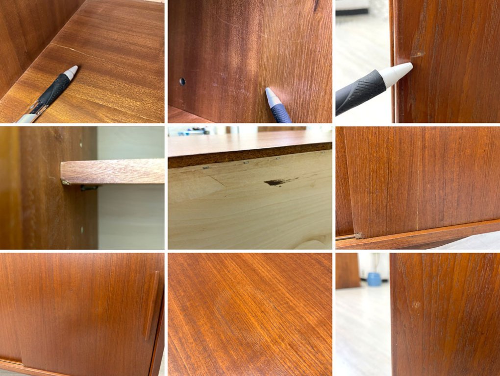 デンマークビンテージ Danish Vintage チーク材 サイドボード W190cm スライド扉 引出し4杯 60's ビンテージ 北欧家具 ●