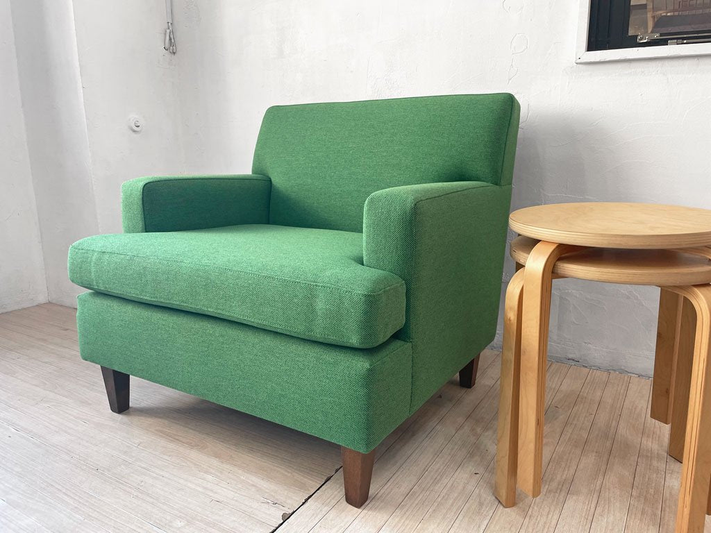 パシフィックファニチャーサービス P.F.S. スタンダード A ソファ STANDARD A SOFA アームチェア 1P 一人掛け ラウンジチェア グリーン系 ファブリック 張替済 ★
